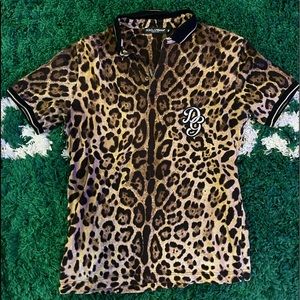 DOLCE & GABBANA LEOPARD POLO SHIRT